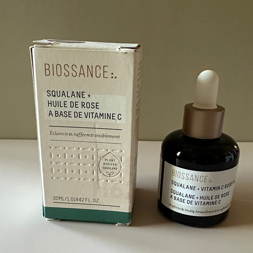 Biossance Squalane + Rose Oil with Vitamin C - Cream and Green
